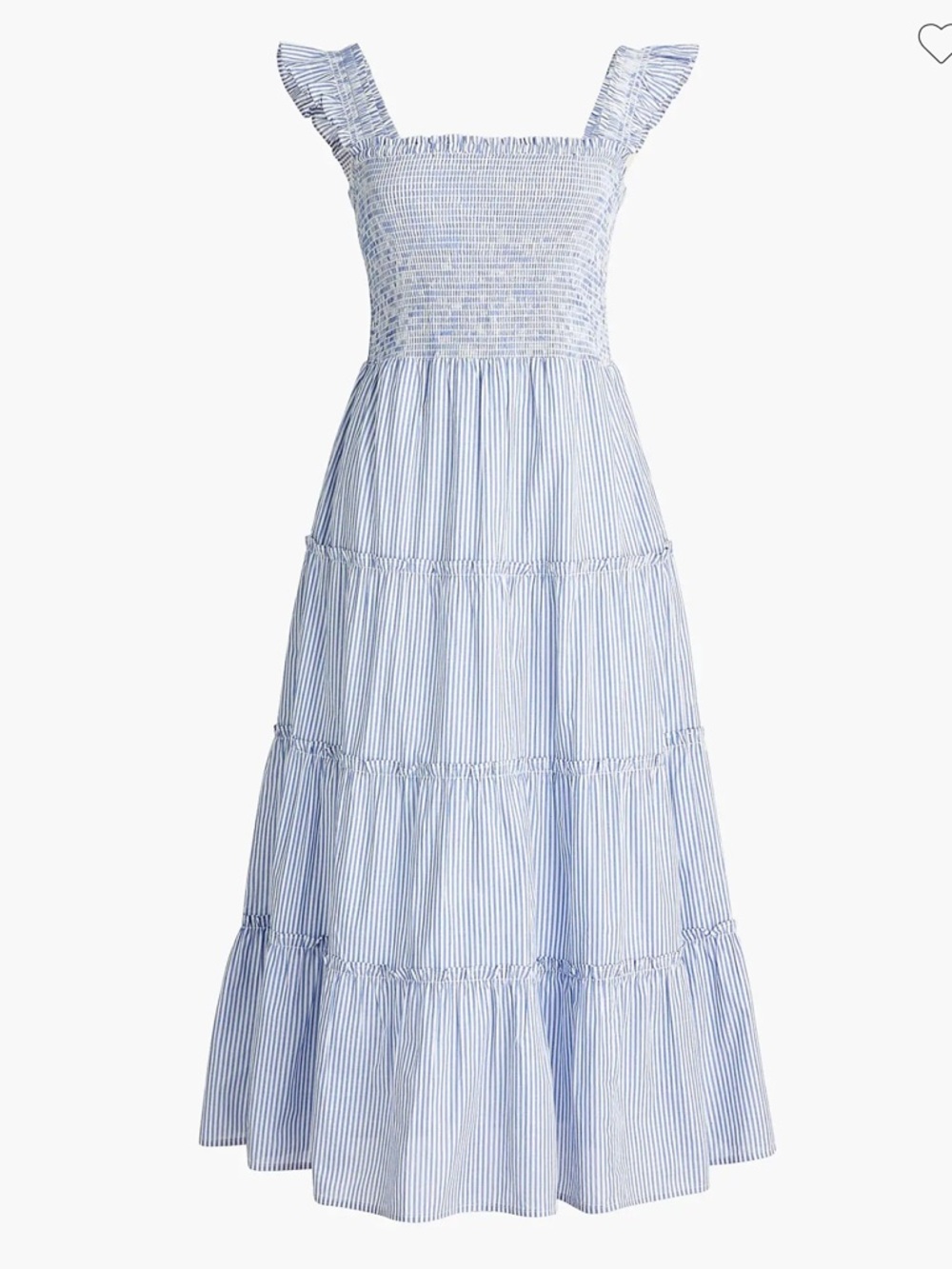 J Crew Factory Blue & White Striped Smocked Tiered Midi Sundress Medium